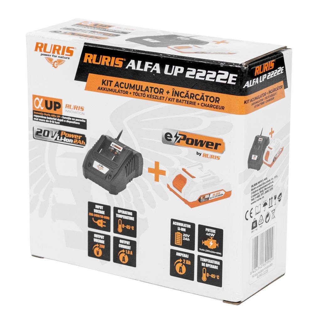 Komplet akumulator + punjač RURIS Alfa UP 2222e